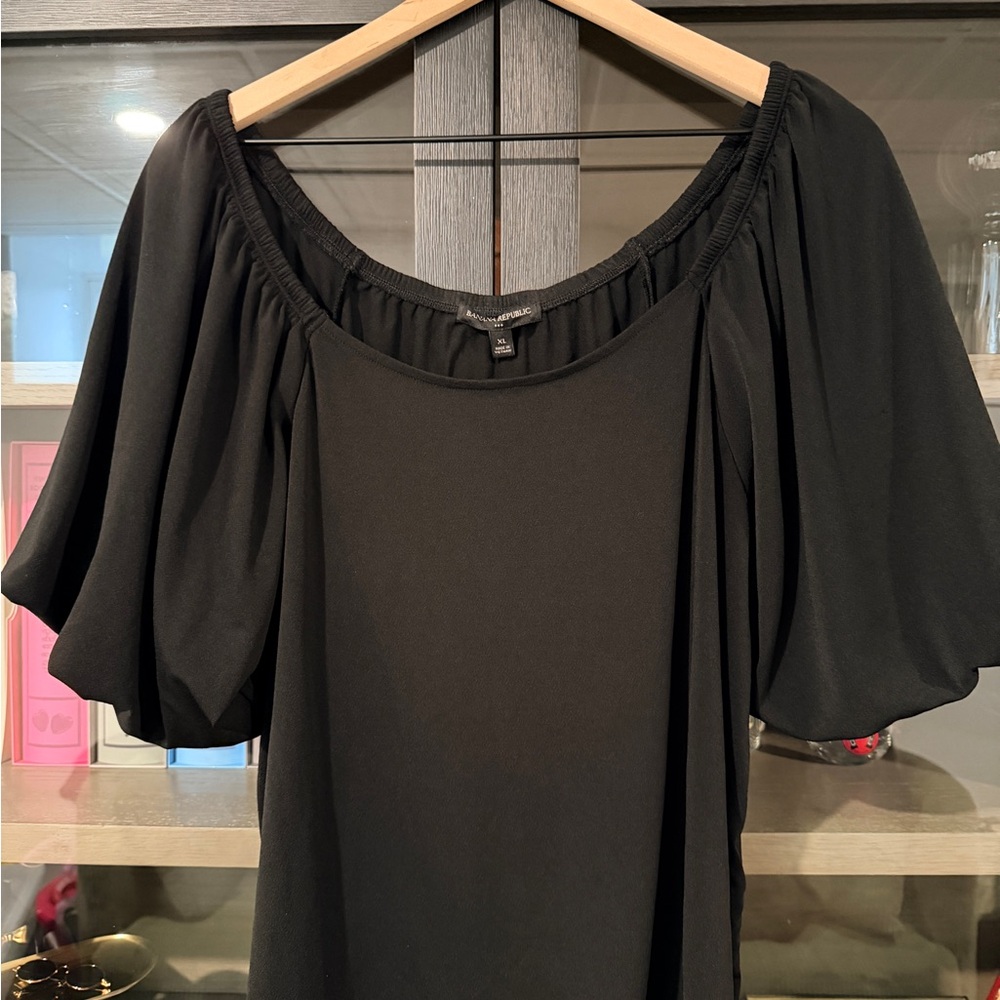 Banana Republic Elegant Black Puff Sleeve Blouse